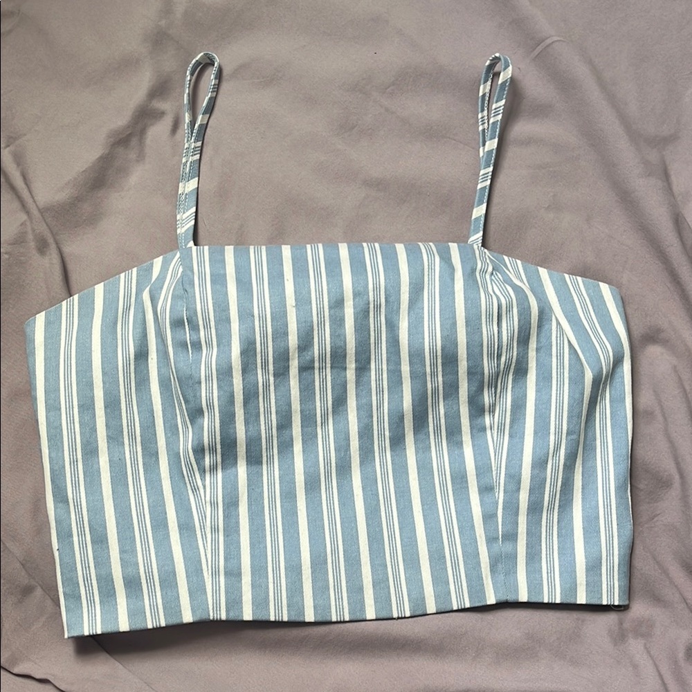 Striped Blue and White Women's Crop Top